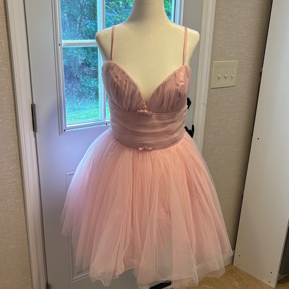 Fashion Nova Dusty Blush Tulle Cocktail Dress